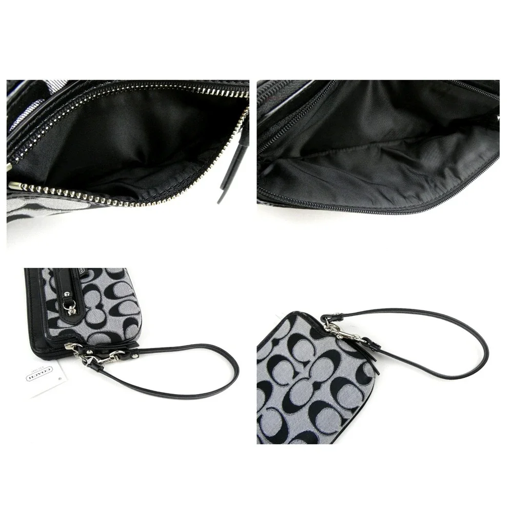 Coach Daisy Outline Signature Moonlight Metallic Double Zip Wristlet F49457